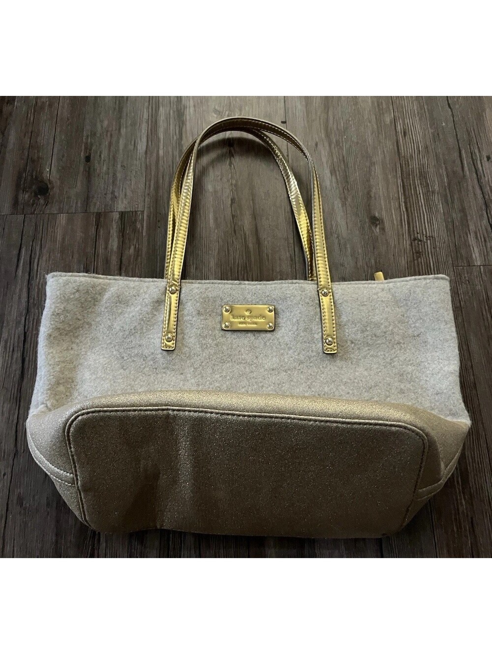Kate Spade Harmony Frosted Gold Wool Tote Limited Edition